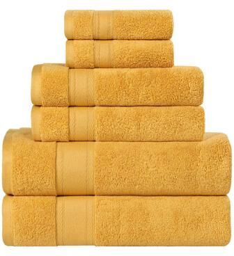Blue Nile Mills Spa-Style Luxury Zero Twist Cotton 6-Piece Towel Set, Hypoallergenic Soft Bathroom Towels