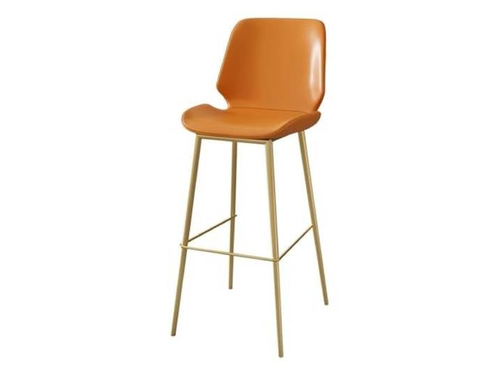 Barstühle Barstuhl mit Rückenlehne, aus Leder, Schwarz/Orange(Orange)