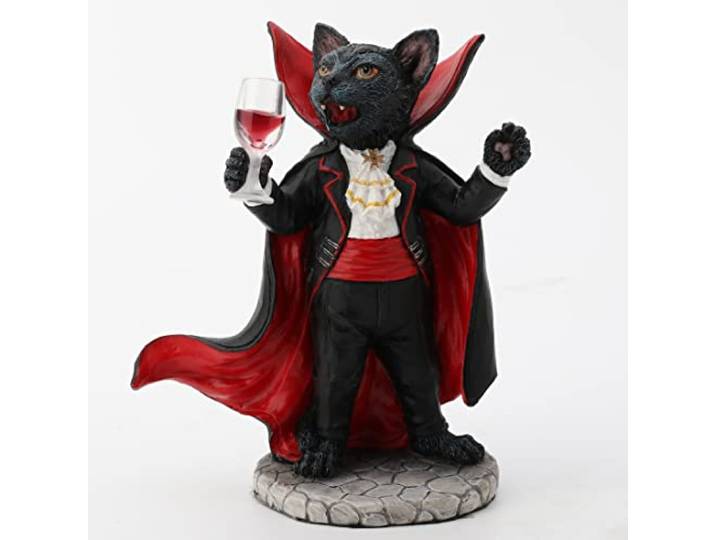 Veronese Design Catcula Weinschmecker, Kunstharz, 14 cm - Vampirkatze-Sammelfigur, Mehrfarbig, Halloween, Weihnacht, Geburtstag