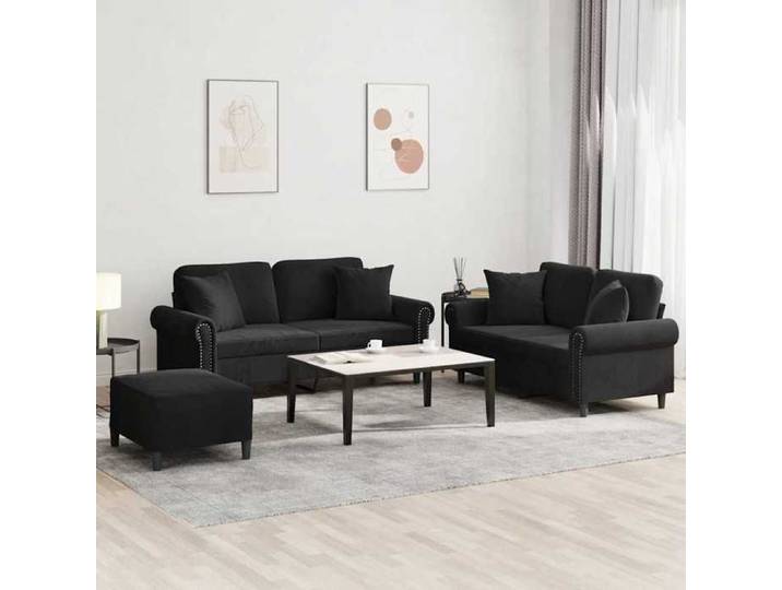 Ensemble de canapés Repose-Pied Noir en Velours Modèle 5