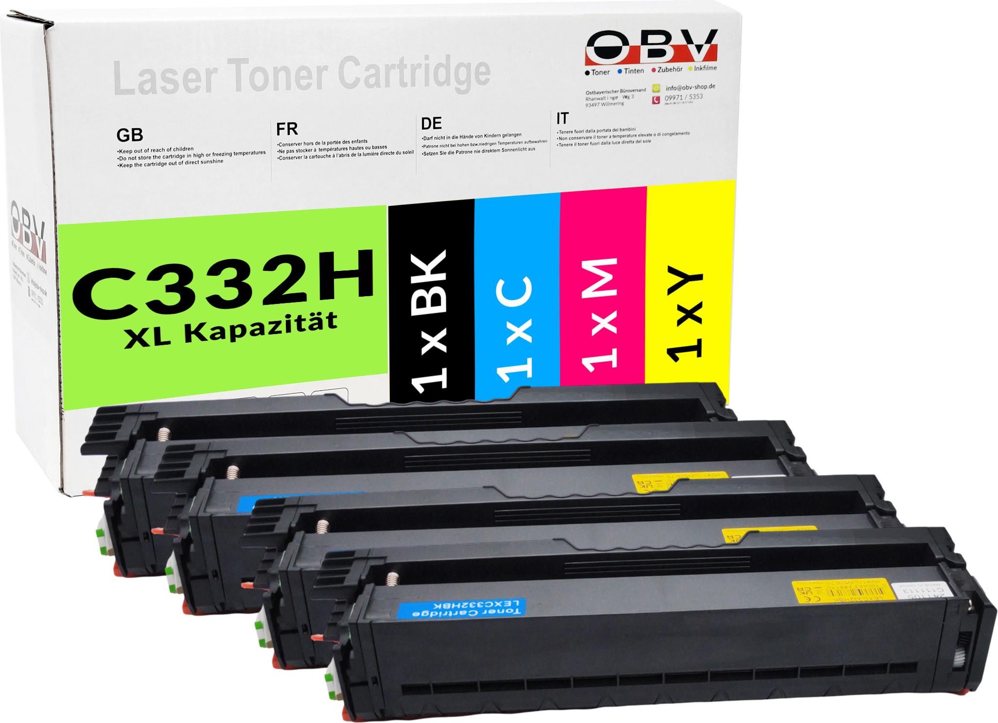 OBV Toner XL Sparset für Lexmark c3326 C3326dw MC3226adwe MC3326adwe (BK/C/M/Y)