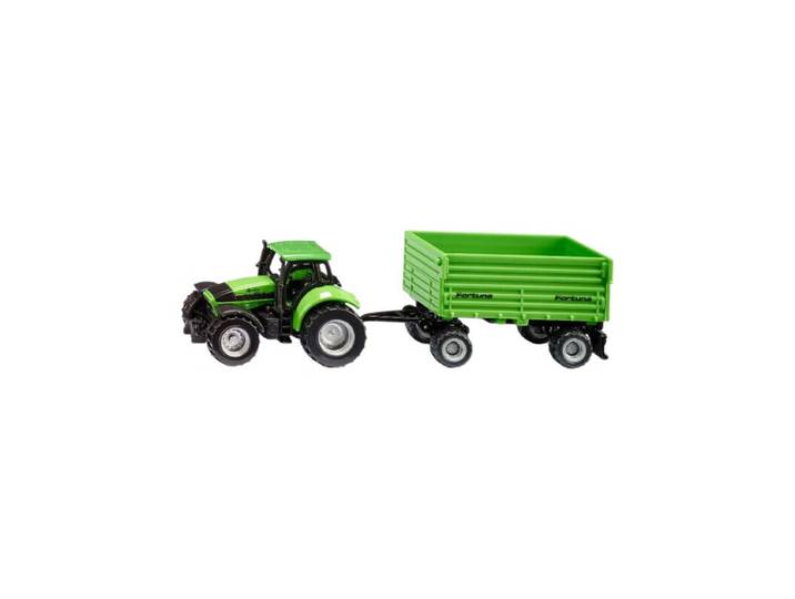 Siku Deutz AgroTron tractor met Fortuna trailer - Groen, metaal/kunststof