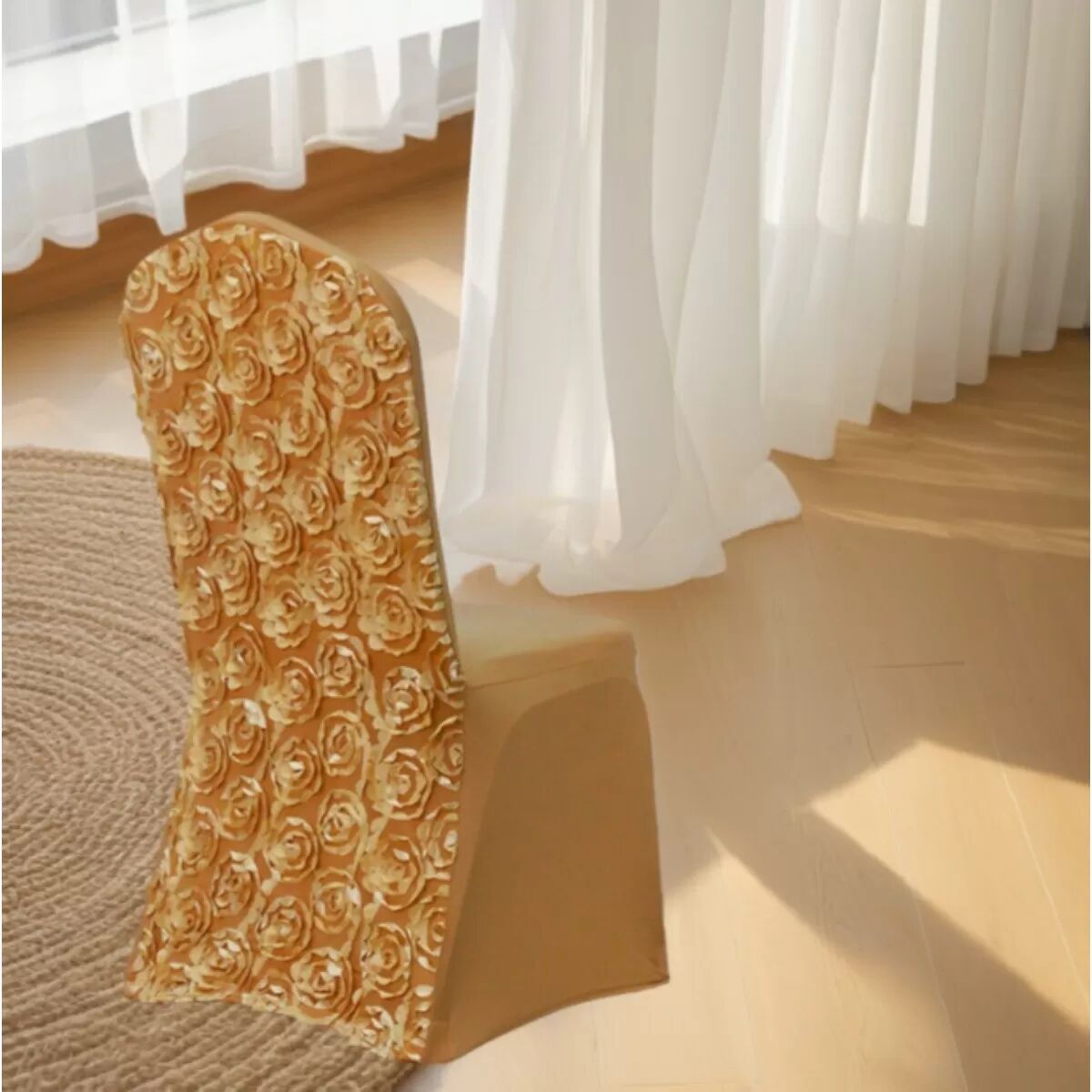 INF Elegante Rosen-Stuhlhussen – Spandex, elastisch, für Hochzeit, Bankett und Eventdekoration Gold