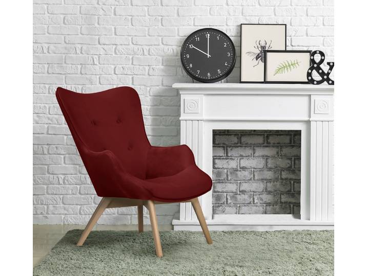 Sessel HOME AFFAIRE Nicko , rot (dunkelrot), B:71cm H:96cm T:86cm, 100% Polyester, Sessel, Design-Sessel Sessel mit Hocker Lounge-Sessel Einzelsessel, wahlweise mit und ohne Hocker