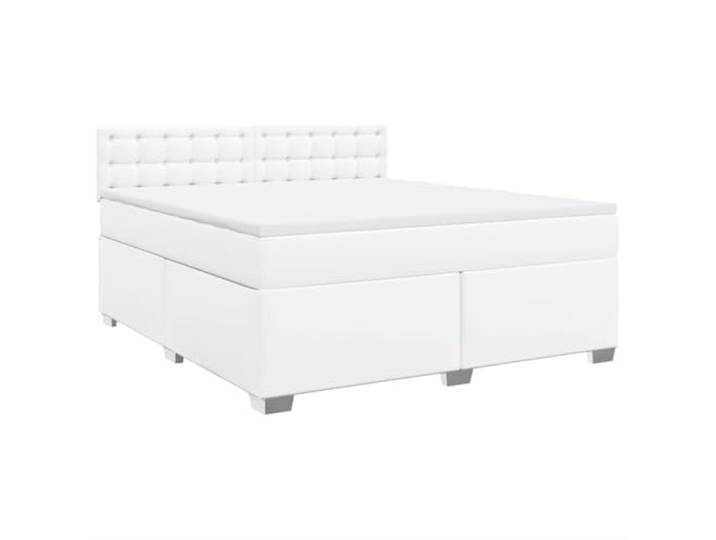 vidaXL Boxspringbett mit Matratze Weiß 180x200 cm Kunstleder