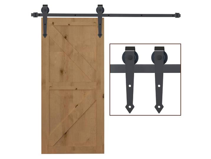 Homcom Schiebetüren-Beschlagsatz, 2 m, Komplett-Set mit Schienen, Rollen, Braun, Metall, 4x0.6x100 cm, Schlafzimmer, Kleiderschränke, Schrankzubehör, sonstiges Schrankzubehör