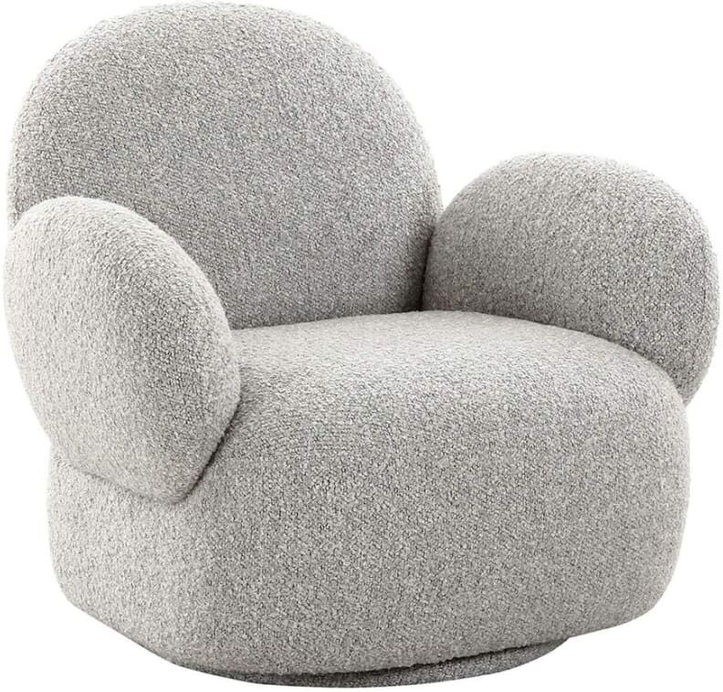 Best Mobilier Fauteuil pivotant en tissu bouclette gris clair Gris 85x81x87cm