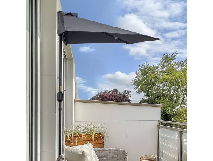 Outsunny Demi-Parasol 2,7x1,4m Balcon Manivelle Crème