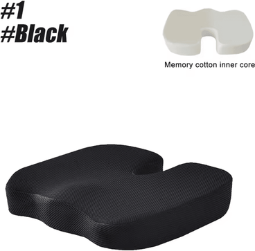Inspire Essentials Memory Foam Coccyx Seat Cushion U Shaped Pillow For Office Chair And Car 1 black