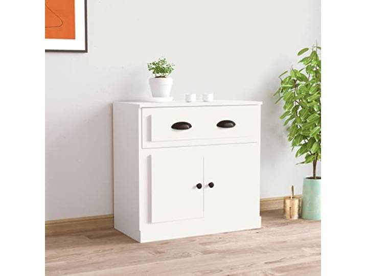 RJPLMFV Anrichte, weiß, 70 x 35,5 x 67,5 cm, Holz, Technik Aufbewahrung mit Türen, Staubschutz, Wandbefestigung inklusive, Möbel zum Aufstellen auf dem Boden
