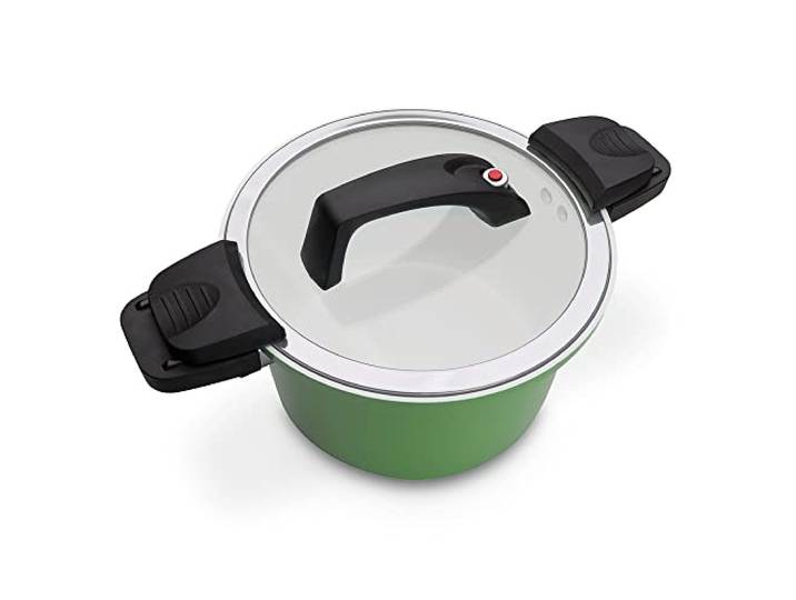 Marmite à économie d'énergie GSW Cera Mica - marmite de haute qualité avec couvercle\, idéale pour les cuisines économes en énergie\, revêtement antiadhésif en céramique - vert\, aluminium\, 24 cm\, 6 litres