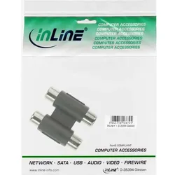 INLINE Audio Adapter, 2x Cinch Kupplung, Buchse / Buchse