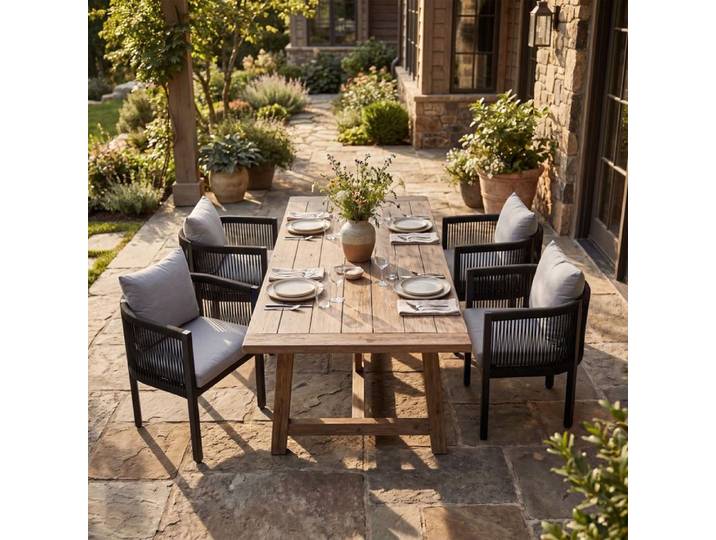 Ya-Home Lot de 4 Chaise de Jardin Exterieur avec Dossier en Corde Tressée Fauteuil Cadre Métal pour Terrasse Cour Balcon Gris