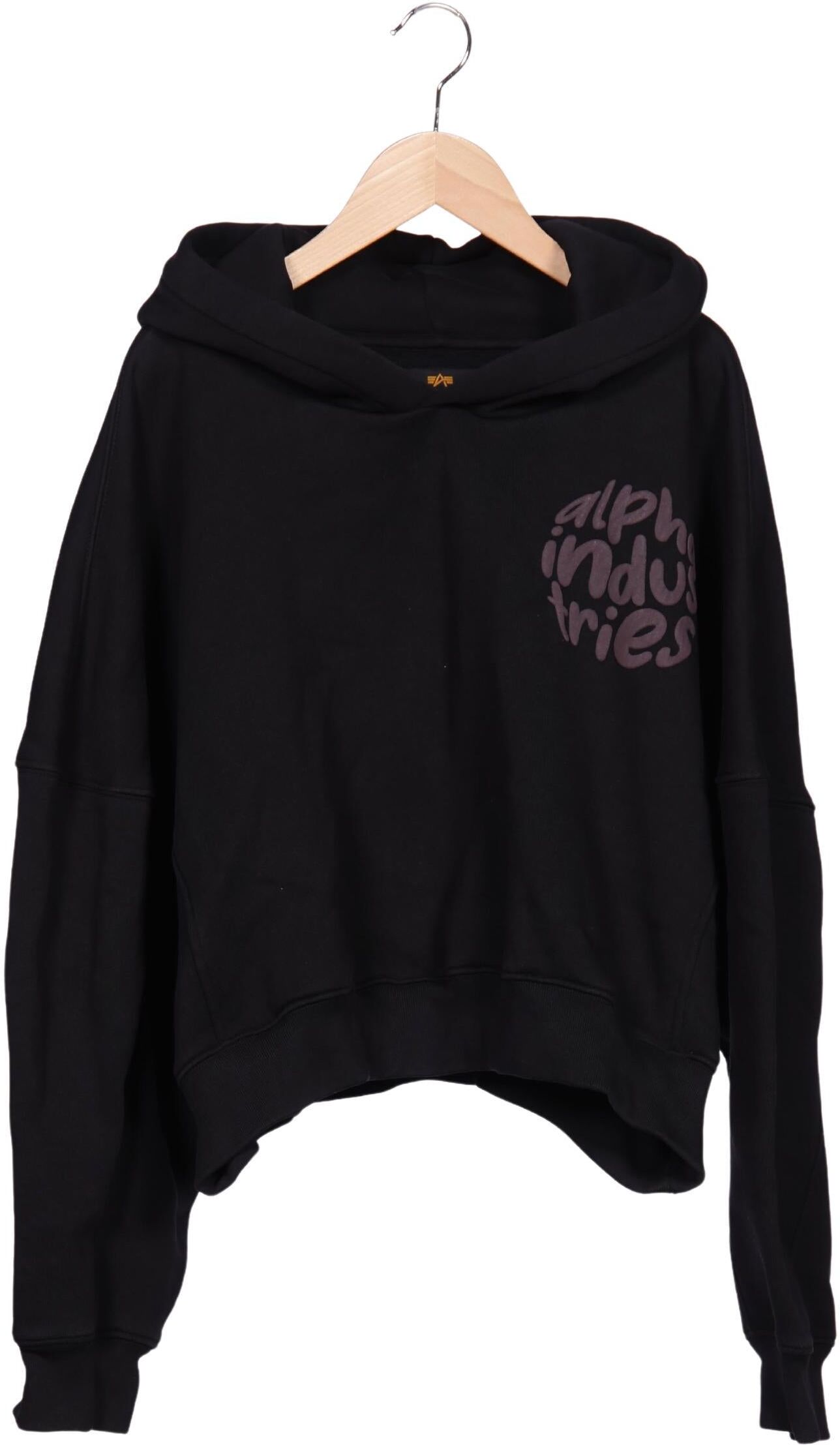Alpha industries Damen Kapuzenpullover, Schwarz, Gr. L, Baumwolle / Synthetik - Second Hand