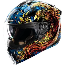 Icon Threshold Burn Birdie Burn, Modularhelm - Schwarz/Blau/Gelb/Orange - M