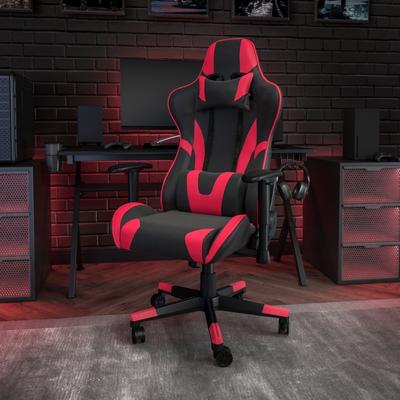 Flash Furniture Racing Gaming Ergonomic Chair with Fully Reclining Back in Red LeatherSoft