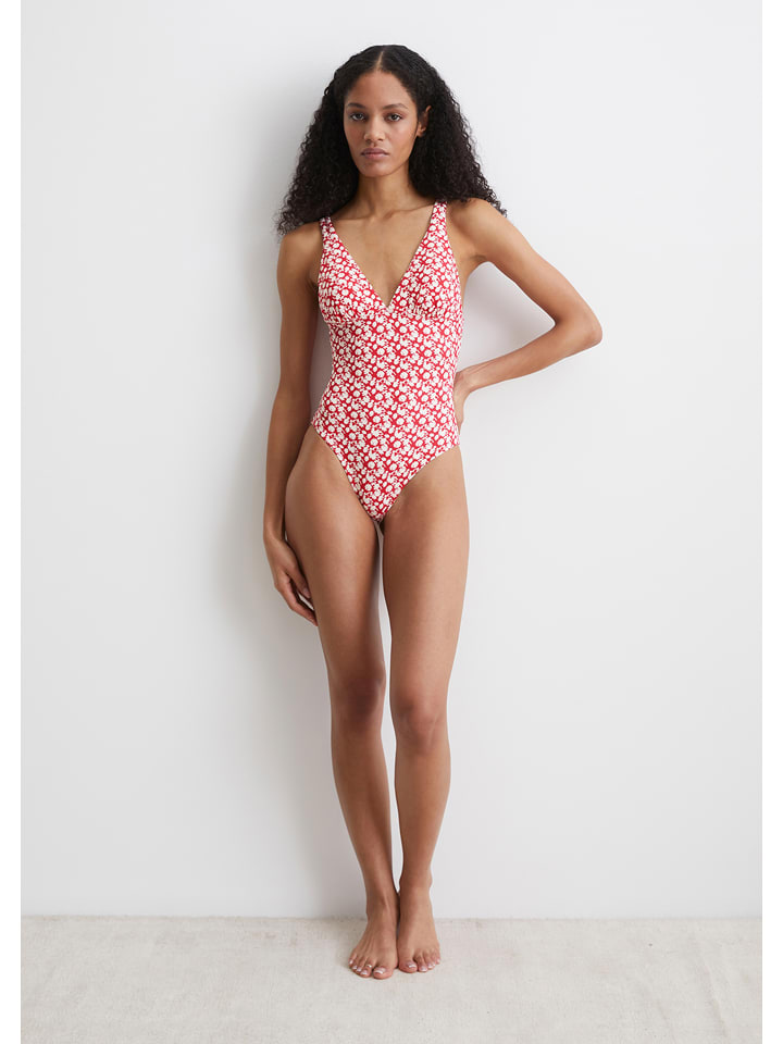 Marc O´Polo Beachwear Badeanzug in Rot/ Weiß - XL