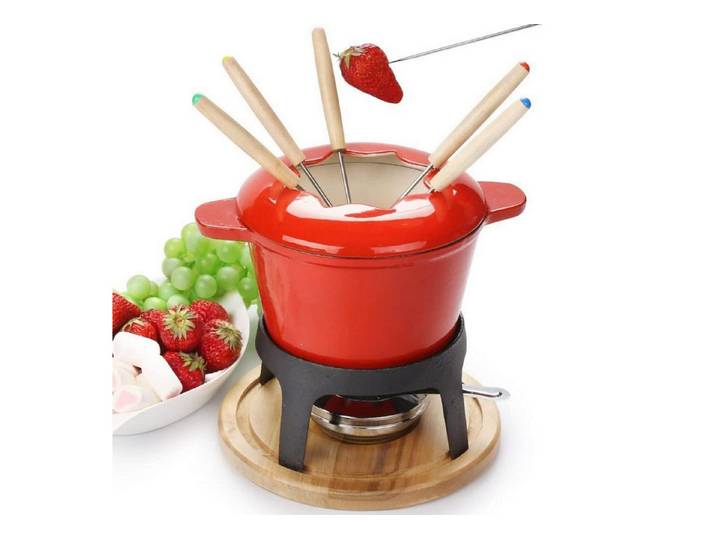 LuxusKollektion Fondue Fondue Set Keramik Gusseisen 6 Gabeln