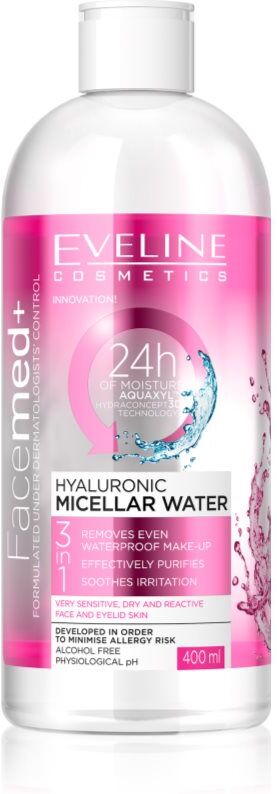 Eveline Cosmetics FaceMed+ micellar water with hyaluronic acid 3-in-1 400 ml