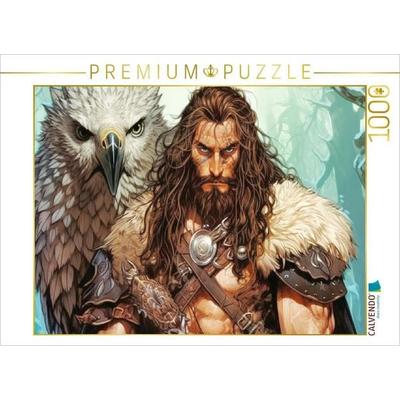 CALVENDO Puzzle Finsterer Krieger mit seinem Adler | 1000 Teile Lege-Größe 64x48cm Foto-Puzzle für glückliche Stunden