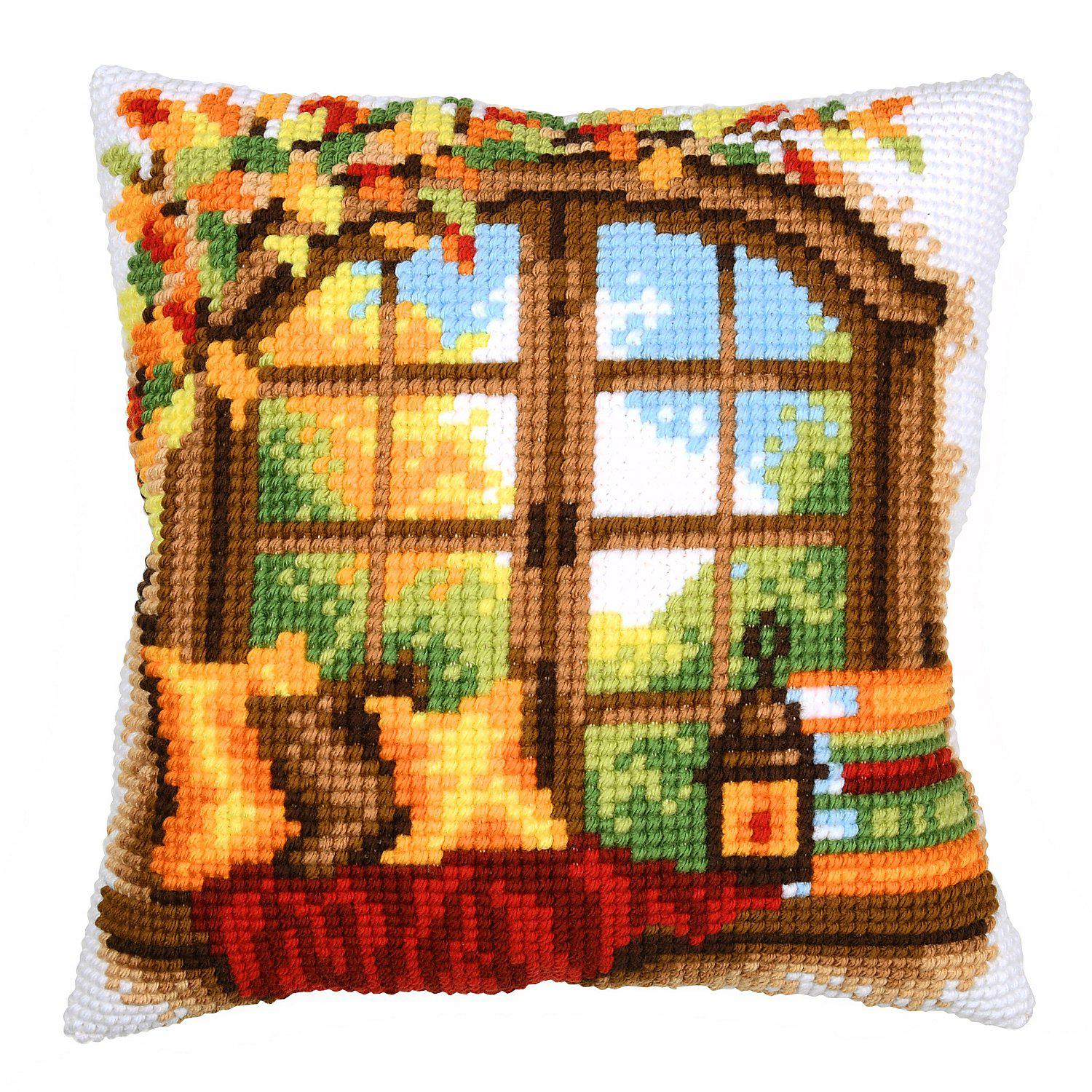 Kreuzstichkissen "Blick in den Herbst"