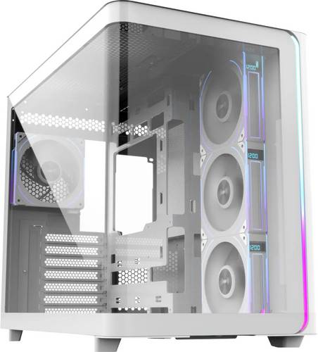 FSP Fortron POC0000249 Midi-Tower PC-Gehäuse Weiß 4 vorinstallierte Lüfter, Seitenfenster