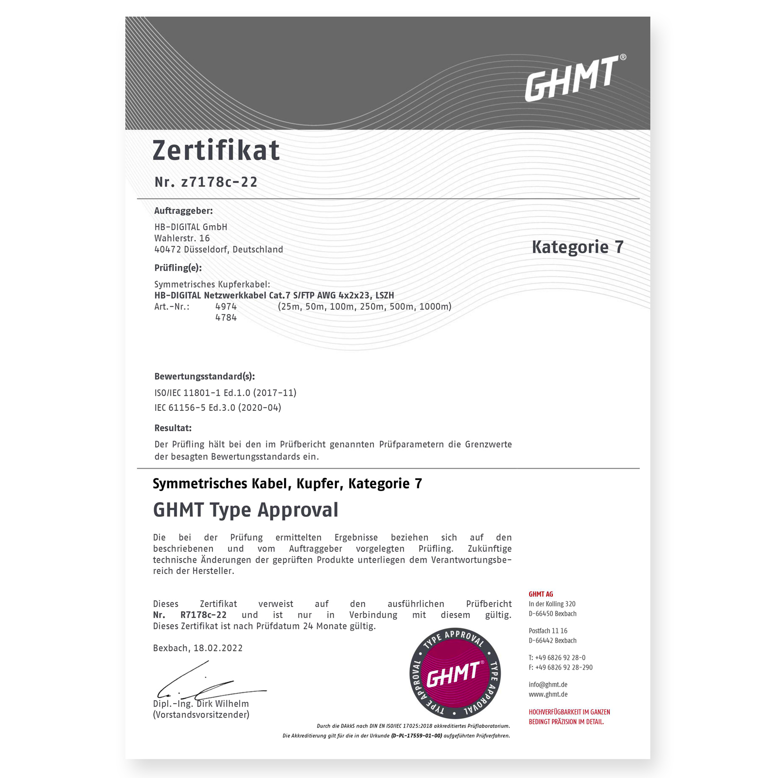 Netzwerkkabel CAT.7 ORANGE 1000m