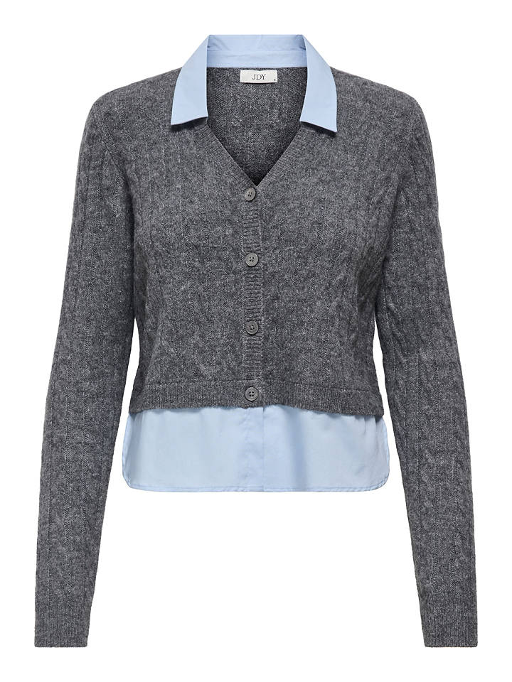 JDY Pullover "Ada" in Grau/ Hellblau - M
