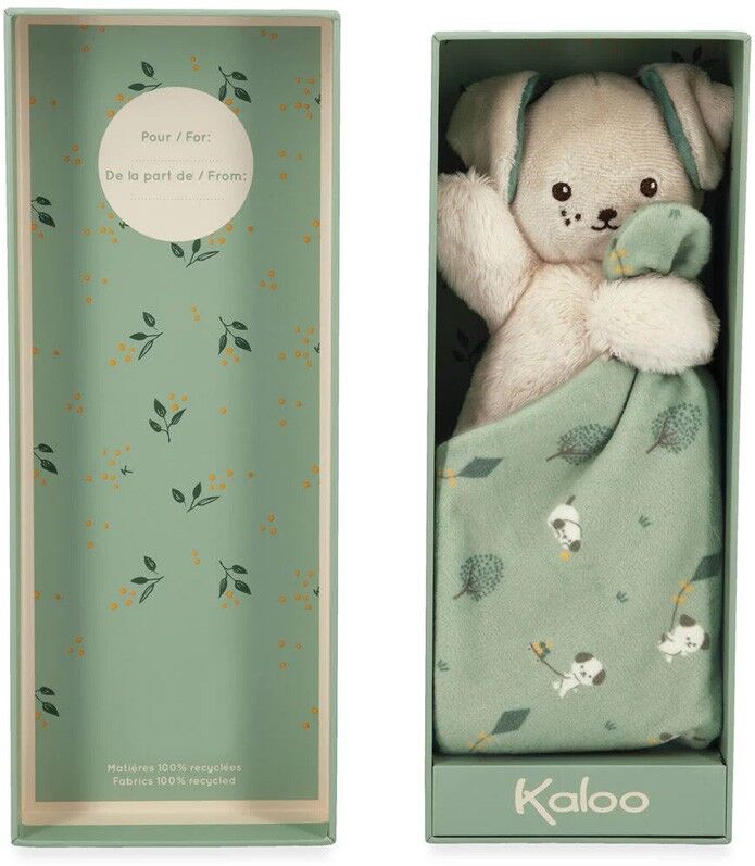 Doudou chien Carré douceur Vert - Kaloo