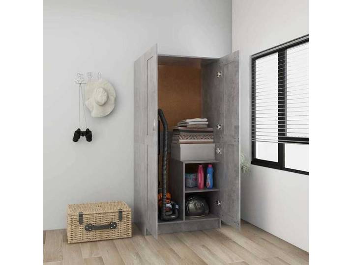Gris Garde-robe Gris béton 82 5x51 5x180 cm Aggloméré - Meuble Rangement LV32844