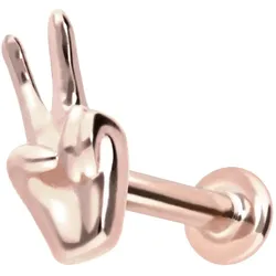 14 Karat Gold Labret mit Push Fit PEACE-ZEICHEN