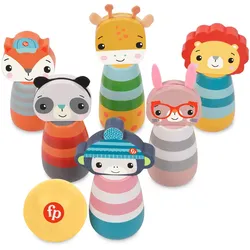 Fisher-Price - Holz-Tierkegel 6 Stück + Ball