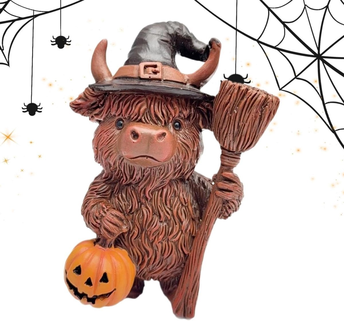 Schotse Hooglander Beeldje - Bruine Koe Figuur - Decoratie voor op tafel