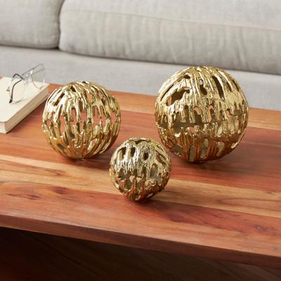 ARCILLA ELEMENTAL Silver or Gold Aluminum Metallic Cutout Abstract Orbs & Vase Filler (Set of 3)