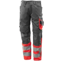Warnschutzhose "LEEDS" Safe Supreme - 82C51 - dunkelanthrazit/rot