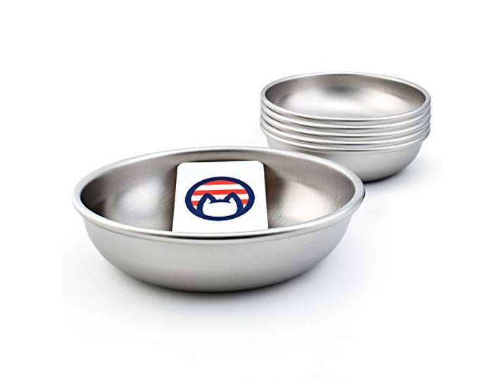 Edelstahl Katzennäpfe für Futter & Wasser von Americat - Made in USA - Spülmaschinenfest, menschliche Qualität, Schnurrhaar-freundliche Geschirr (6 Schüsseln)