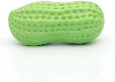 Inspire Curations Peanut Shape Rubber Squeaky Dog Toy For Chewing & Teeth Cleaning green