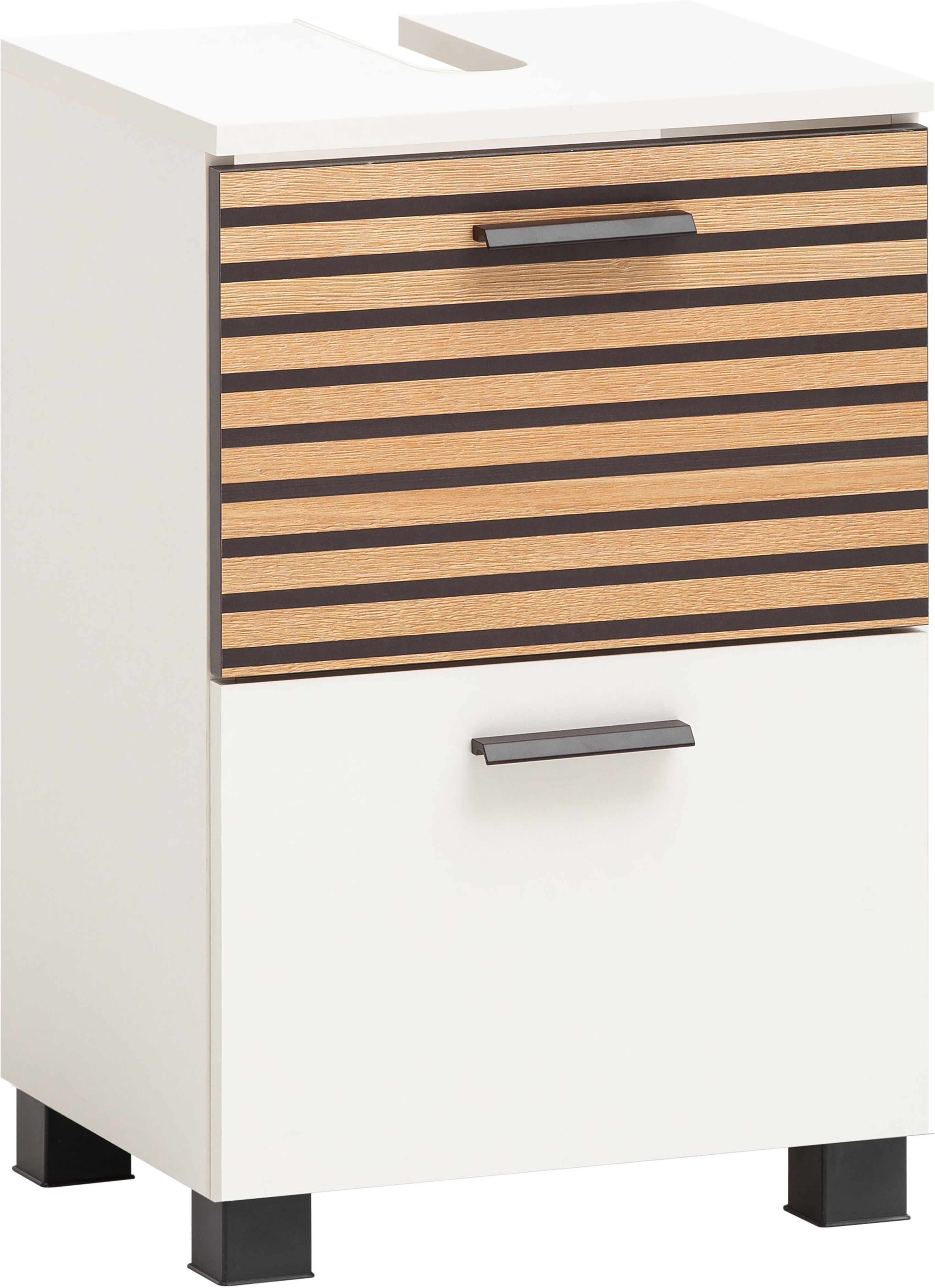 Waschbeckenunterschrank WELLTIME "Katta, Waschbeckenunterschrank, Made in Germany, B: 40 cm", weiss (mattweiß, akustikprint), B:40,2cm H:60,8cm T:35cm, FSC-zertifizierter Holzwerkstoff, Schränke, Waschbeckenunterschrank, Solide Verarbeitung - Dieses Produ