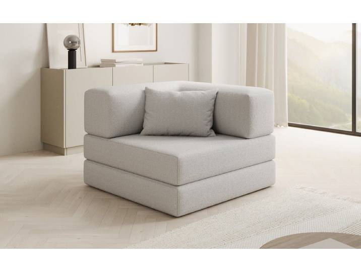 Designer Sofa-Sessel Lazy in Bouclé - Weiß - Bouclé - Luxusbetten24