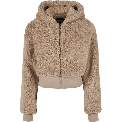 Langmantel URBAN CLASSICS "Urban Classics Damen Ladies Short Oversized Sherpa Jacket", Damen, Gr. XXL, softtaupe, 100% Polyester, Mäntel