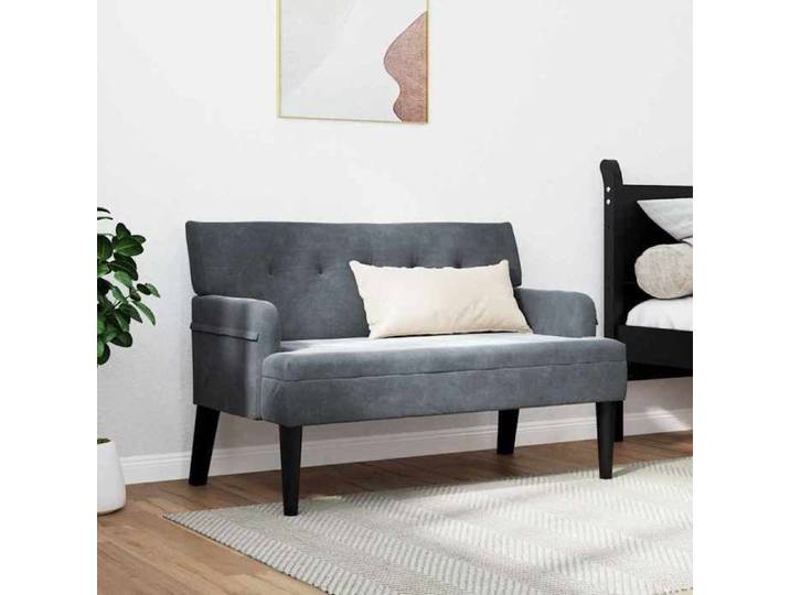 1pc Gris Banquette charge max : 110 kg - SWEETY Banc Chesterfield Gris foncé 112x65 5x75cm Velours CL81920964912