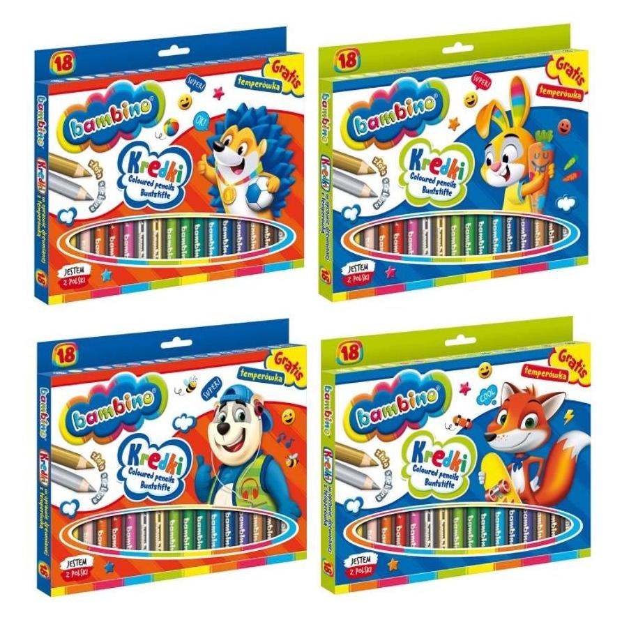St. Majewski Buntstifte Bambino Holz 18 Farben + Spitzer (18x) (5903235000348)