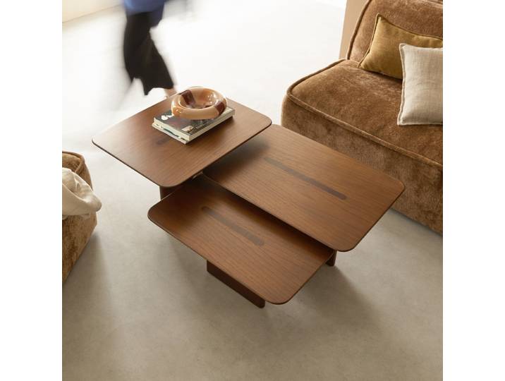Couchtisch aus massivem Mindi, 3 Höhen - Braun - Mindi