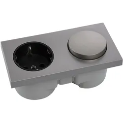 Berker, Steckdose, Integro Pure Schalter Edelstahl Effekt + Steckdose schwarz