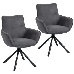 ESSZIMMERSTUHL 2er Set Polyester Metall Dunkelgrau