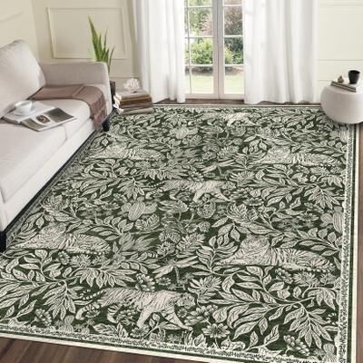 Garvee Forest Tiger Washable Area Rug