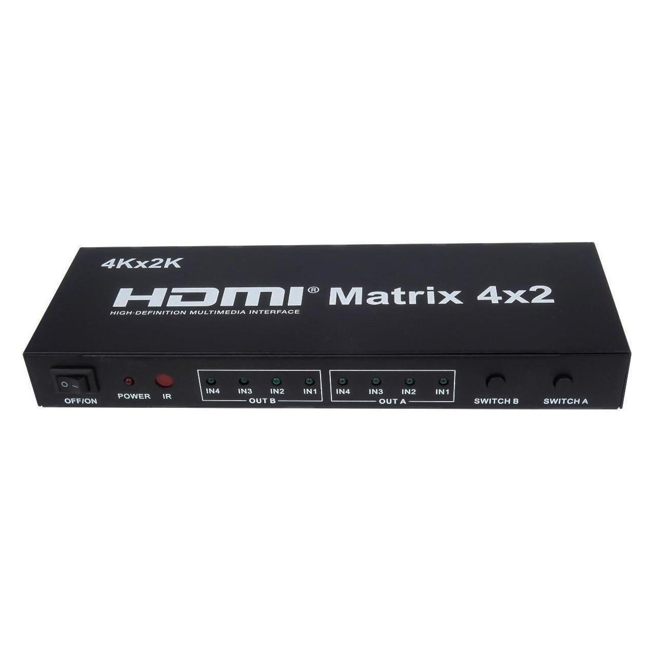 PremiumCord HDMI matrix switch 4:2,s audiem, rozlišení 4Kx2K (khswit42b)