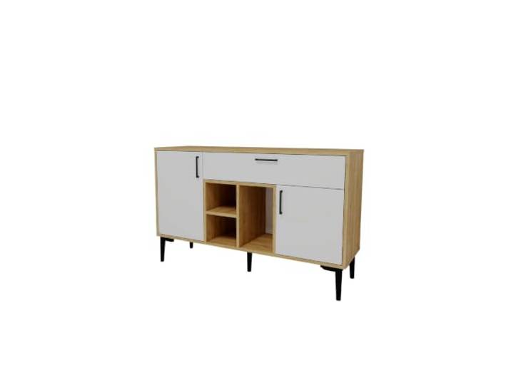 Hanah Home Modern Console Table, Sapphire Oak & White, 135 x 83.6 x 40 cm 100% Melamine Coated, 18 mm Thick Wall-Mountable, Stylish & Functional Design