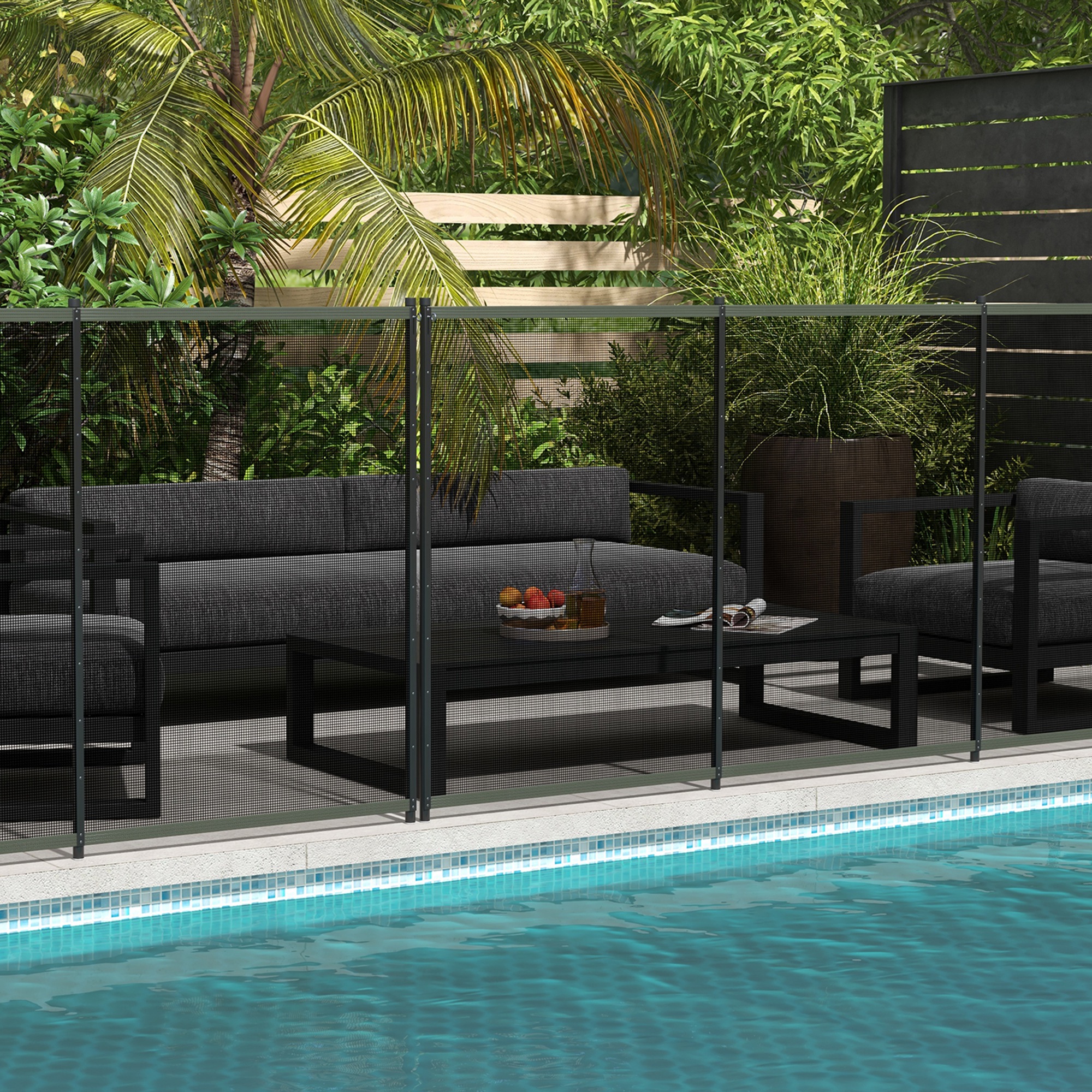 Outsunny Recinzione a rete da giardino per piscina, Piedi e viti di espansione in acciaio, lotto di 4 pannelli, 365 x 126 cm, nero   Aosom Italy