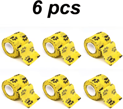 Inspire Picks 6PCS Self Adhesive Dog Leg Wraps Protective Paw Bandages For Outdoor Walks 6 Pcs Yellow 5cm X 4.5m